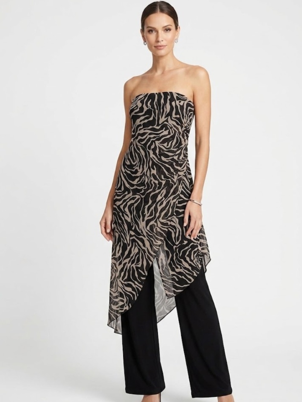 Janine London Paris New York vintage Strapless Animal Print Jumpsuit Size M - Picture 1 of 11